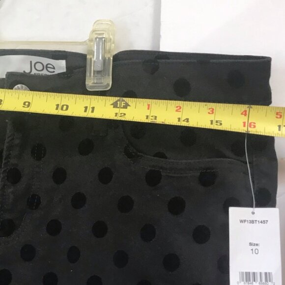 Joe Fresh NEW Slim Polka Dot Black Stretch Pants Zipper Cotton Velvet Pockets 10 - Picture 9 of 12